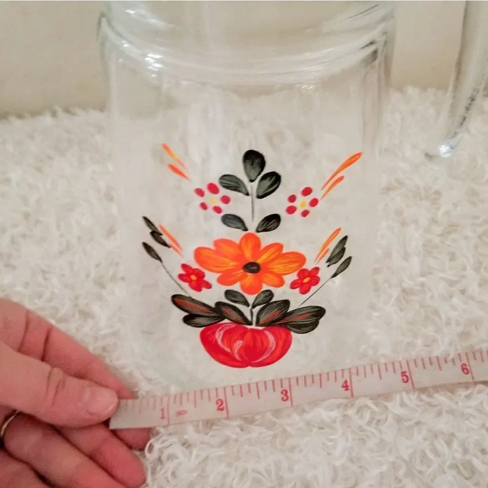 Vintage juice handpainted floral pitcher